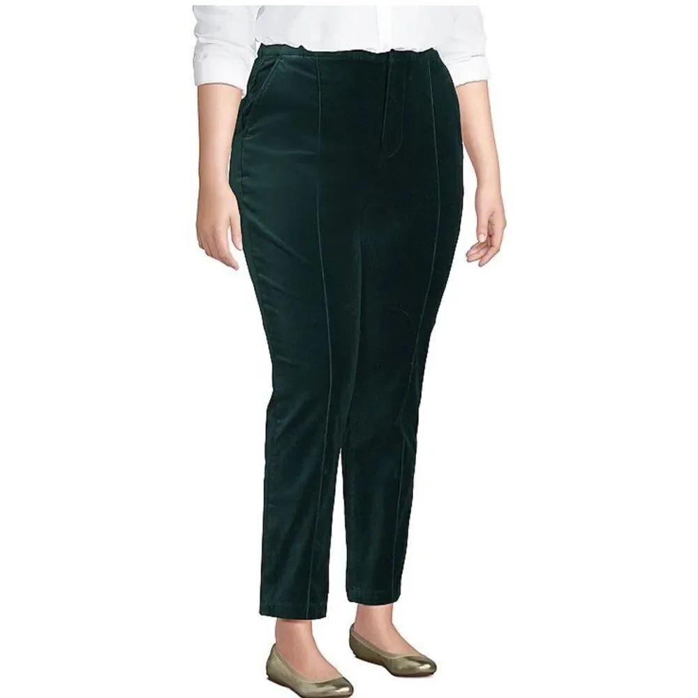 LANDS' END Velvet High Rise Pintuck Pants - Picture 3 of 15